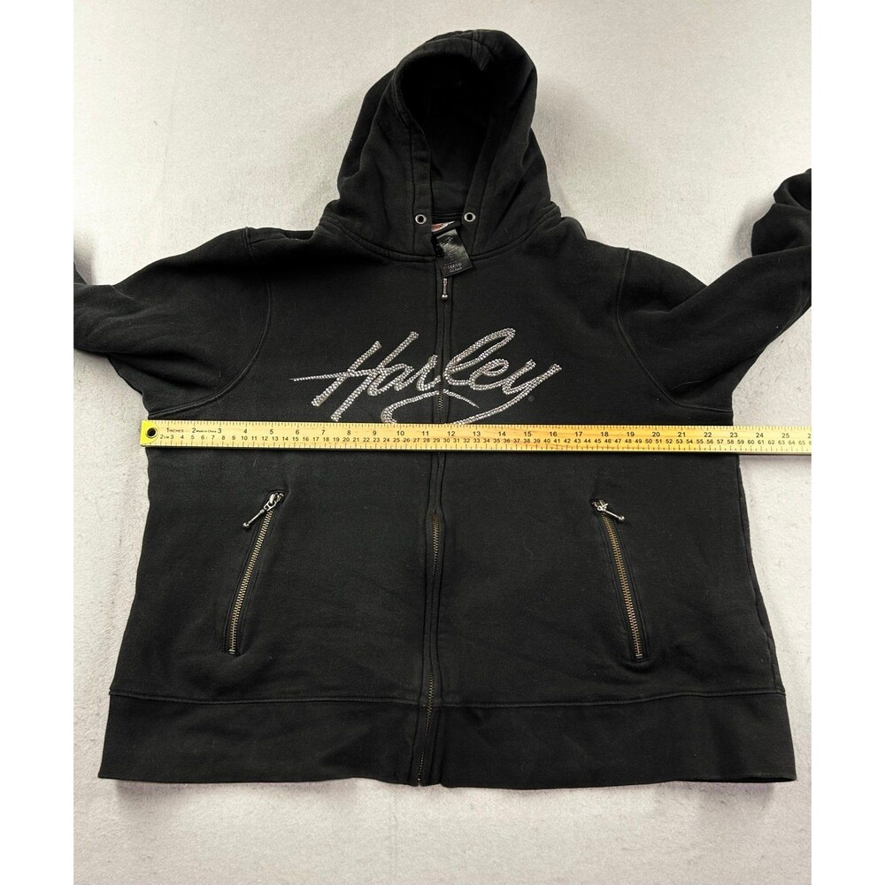 Harley Davidson Women’s Hoodie 2w Black Sequins Full Zip - Picture 7 of 10